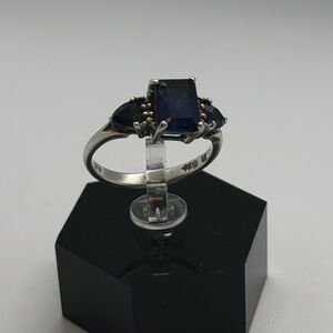 Vintage 925 Sterling Silver Blue Sapphire Ring Size 7 | Signed